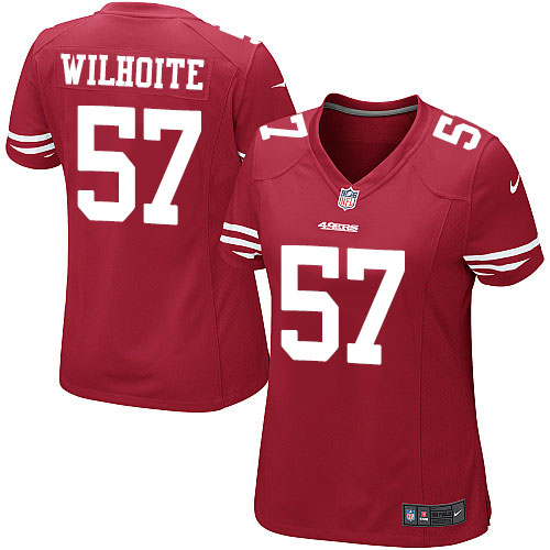 Women's Elite Michael Wilhoite Nike Jersey Red Home - #57 NFL San Francisco 49ers